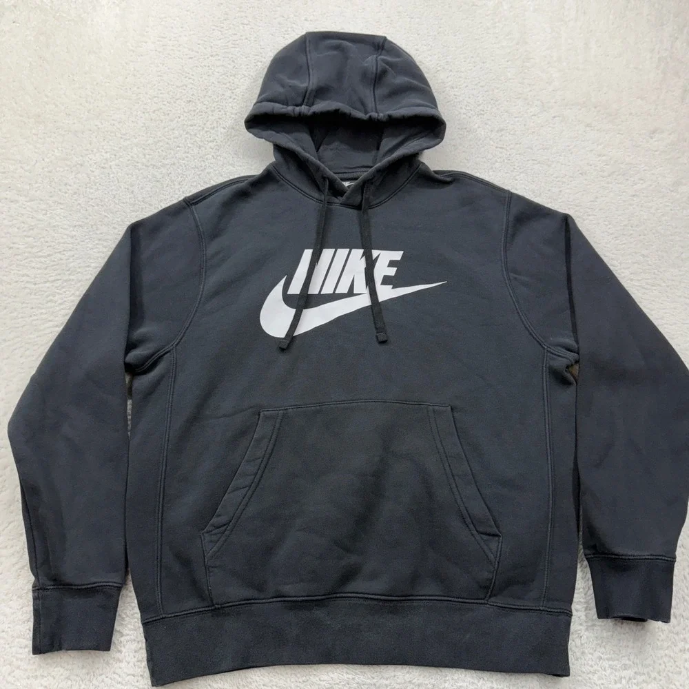 Nike Sportswear Club Fleece Hoodie Black White Futura Logo Mens M‎ BV2973-010